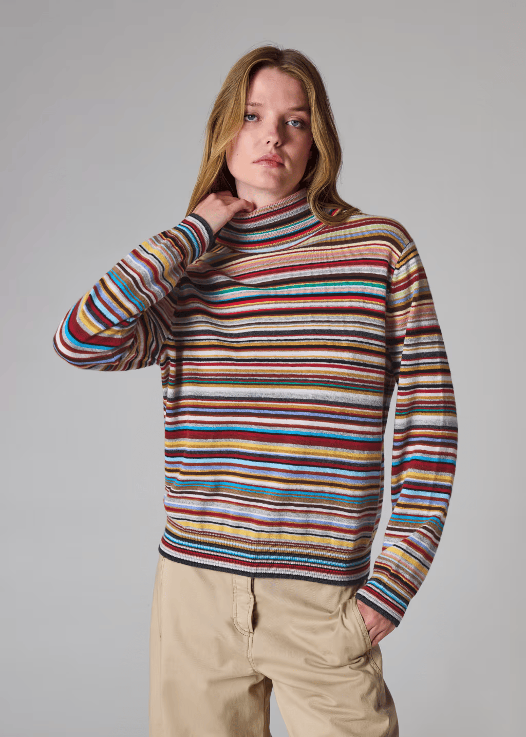 Cashmere Stripe Turtle Neck